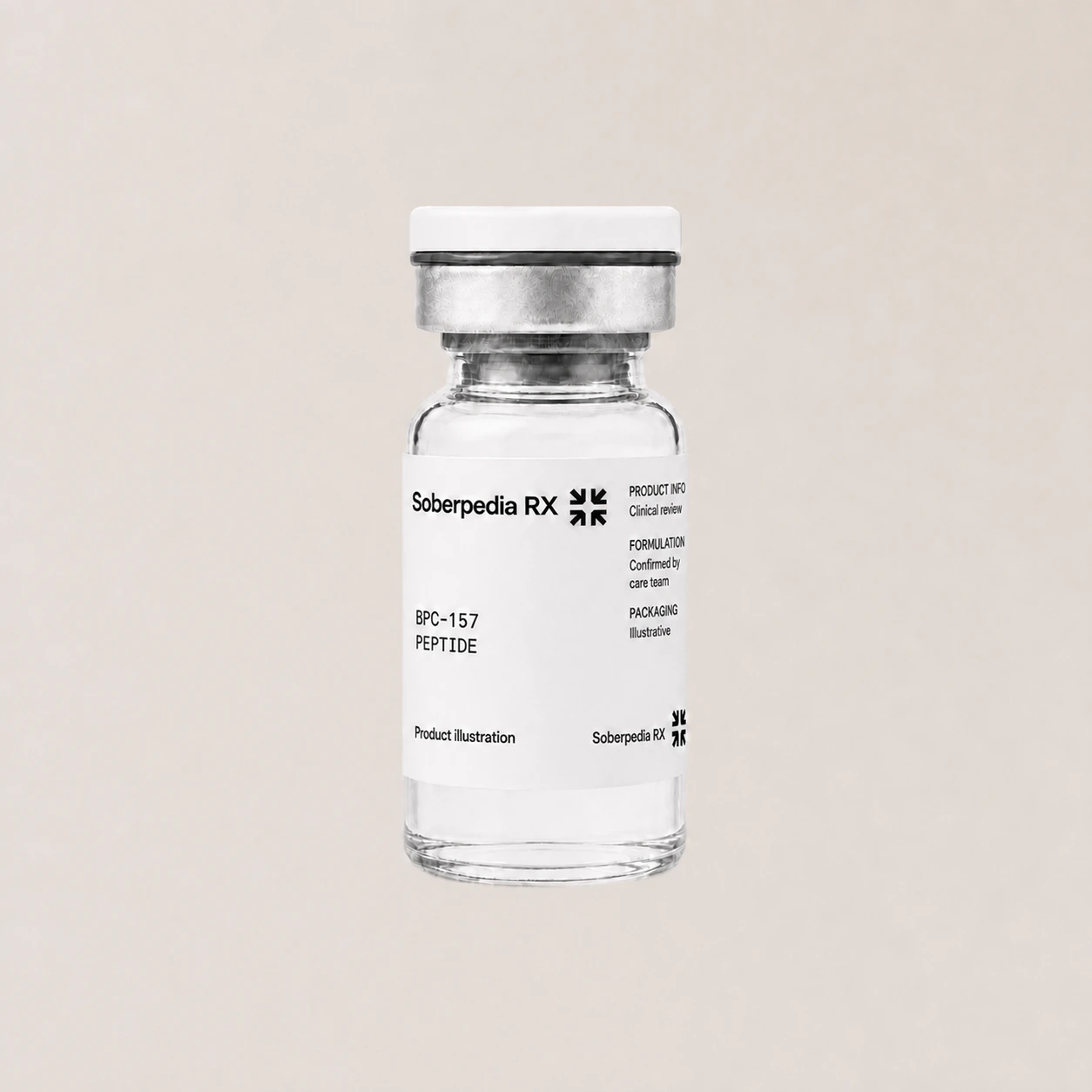 BPC-157 vial product illustration by Soberpedia RX