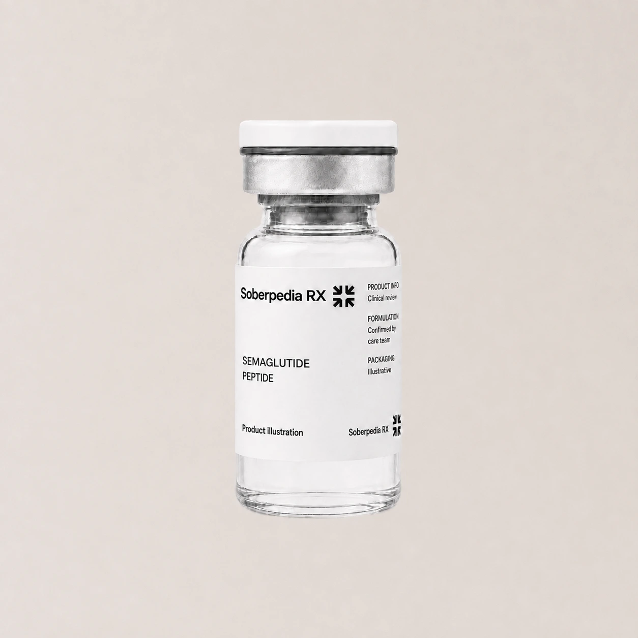 Semaglutide vial product illustration by Soberpedia RX